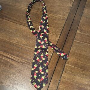 Festive Black Tie with Grinch Pattern
